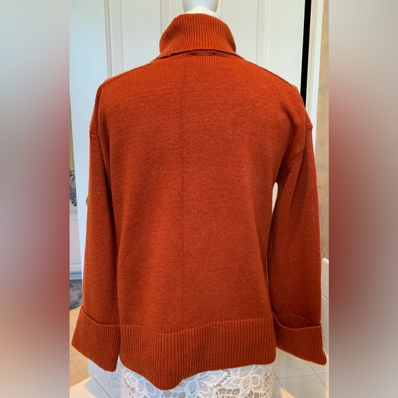 Talbots NWT burnt orange 3/4 sleeve turtleneck sweater size P (smalll?) petite - Picture 3 of 15